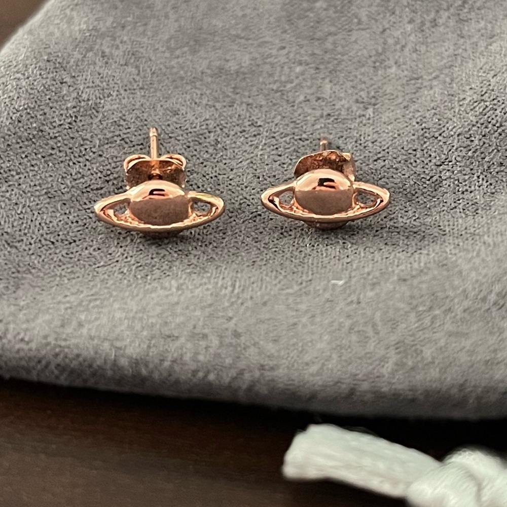 Rose gold Saturn stud earrings